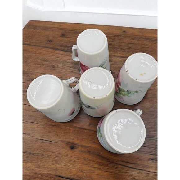 Vintage Japan Porcelain Lemonade Pitcher with 5 cups Hand Painted Floral - Picture 13 of 16